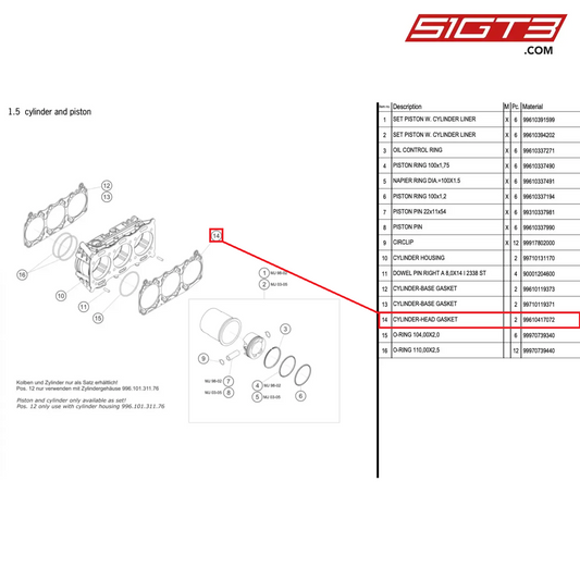 CYLINDER-HEAD GASKET - 99610417072 [PORSCHE 996 GT3 Cup]