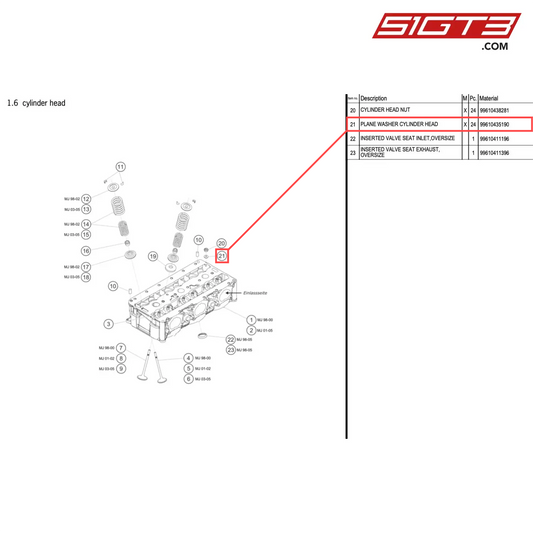 PLANE WASHER CYLINDER HEAD - 99610435190 [PORSCHE 996 GT3 Cup]