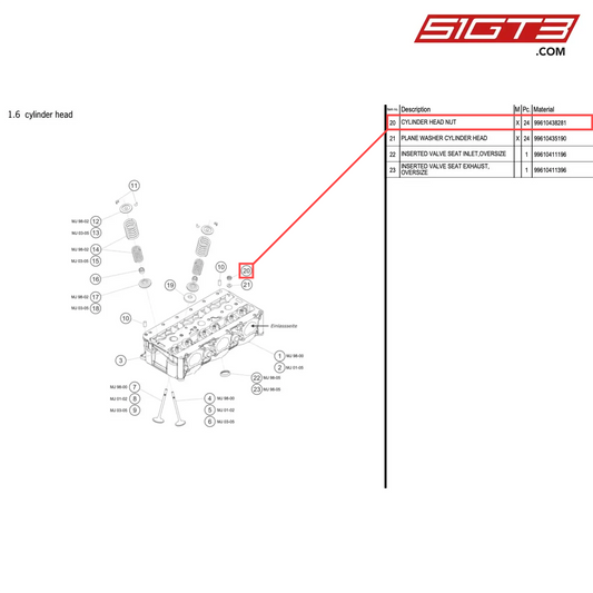 CYLINDER HEAD NUT - 99610438281 [PORSCHE 996 GT3 Cup]