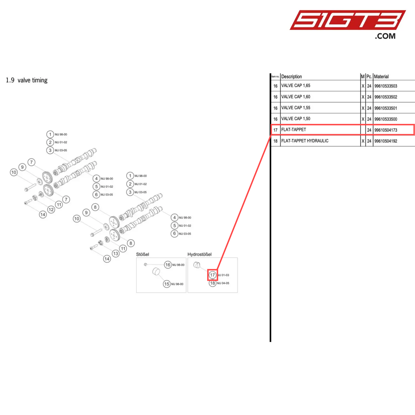 FLAT-TAPPET - 99610504173 [PORSCHE 996 GT3 Cup]