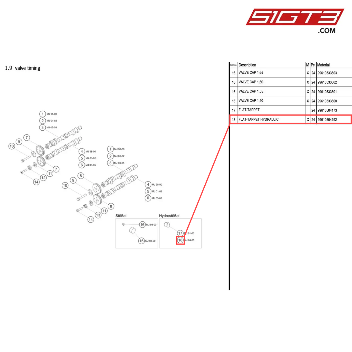 FLAT-TAPPET HYDRAULIC - 99610504192 [PORSCHE 996 GT3 Cup]