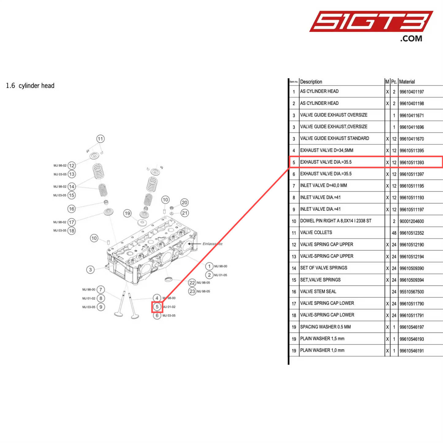 EXHAUST VALVE DIA.=35.5 - 99610511393 [PORSCHE 996 GT3 Cup]