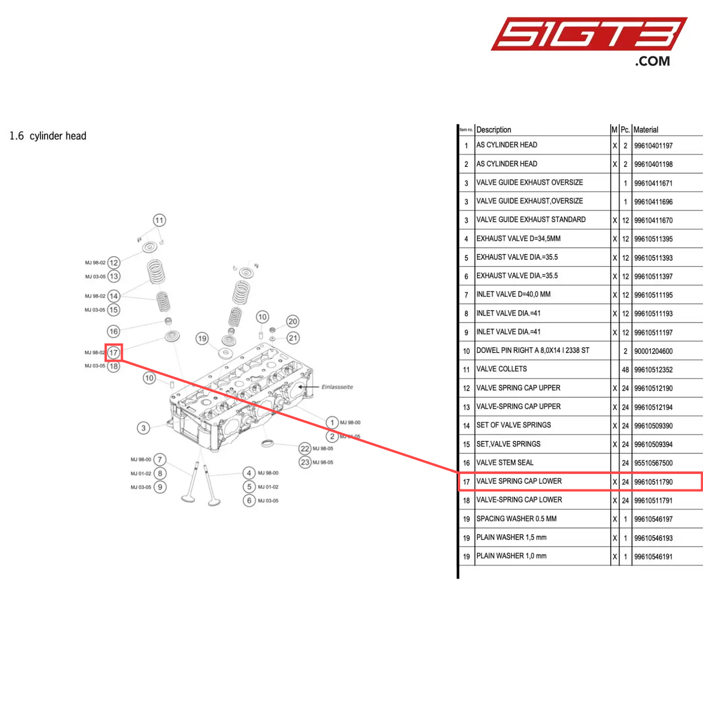 VALVE SPRING CAP LOWER - 99610511790 [PORSCHE 996 GT3 Cup]