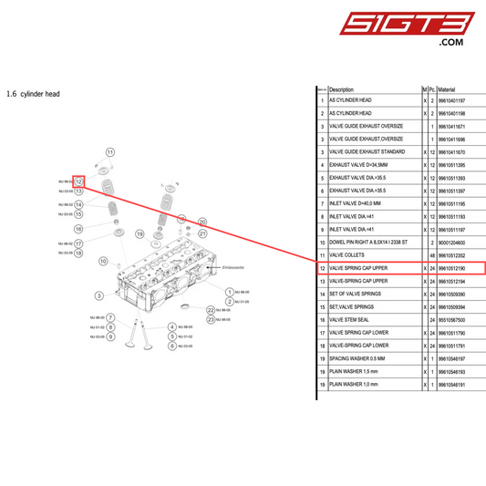 VALVE SPRING CAP UPPER - 99610512190 [PORSCHE 996 GT3 Cup]