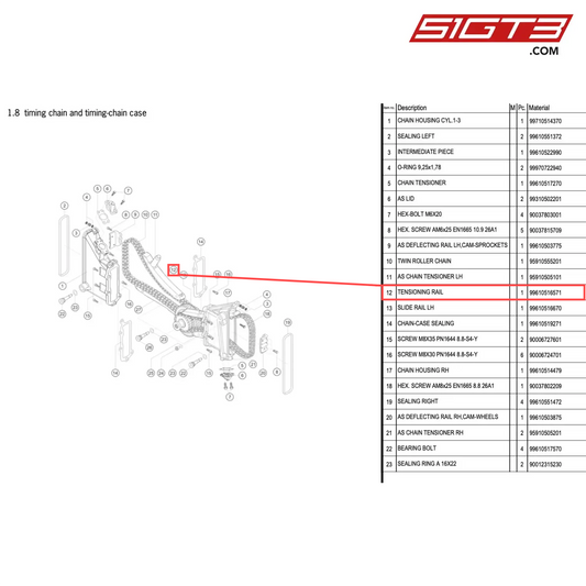 TENSIONING RAIL - 99610516571 [PORSCHE 996 GT3 Cup]