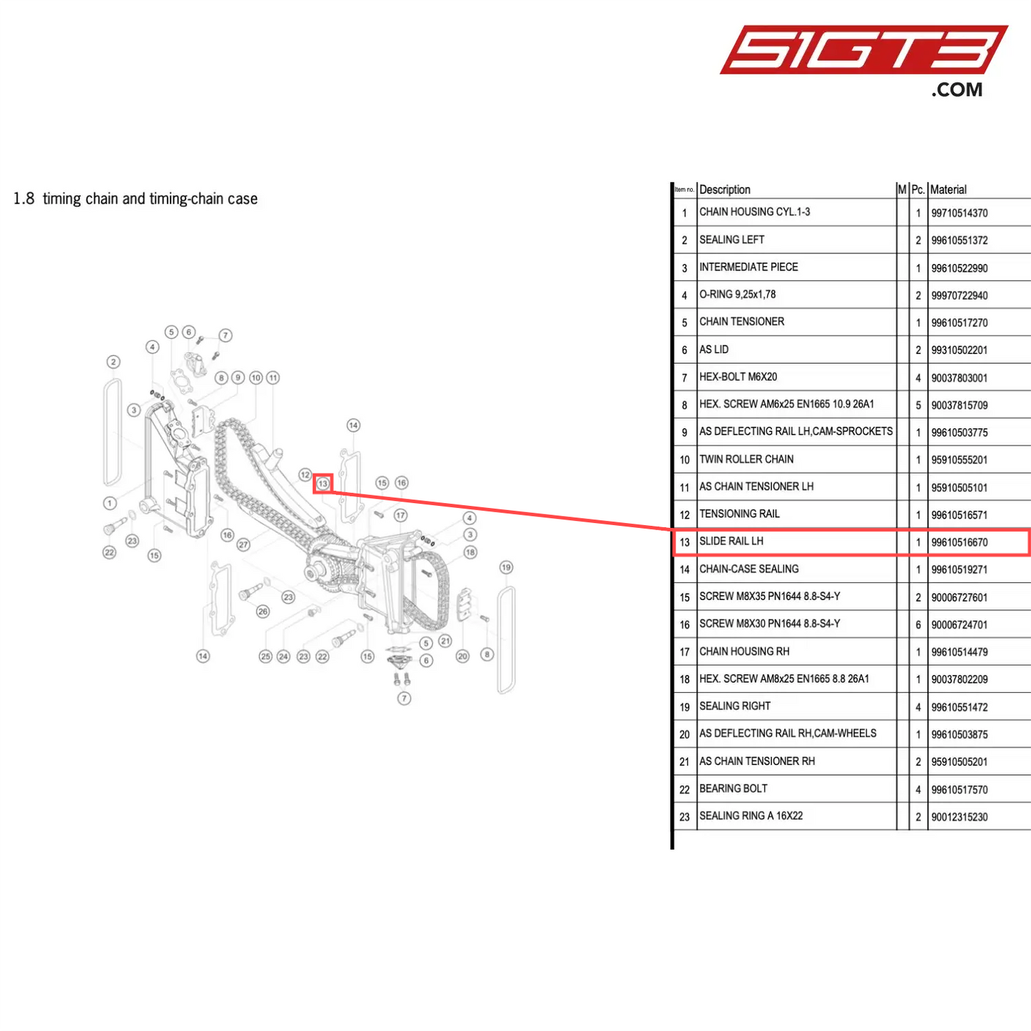 SLIDE RAIL LH - 99610516670 [PORSCHE 996 GT3 Cup]