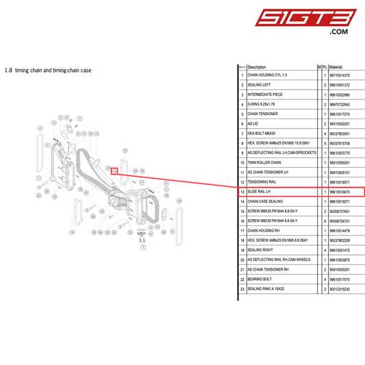 SLIDE RAIL LH - 99610516670 [PORSCHE 996 GT3 Cup]