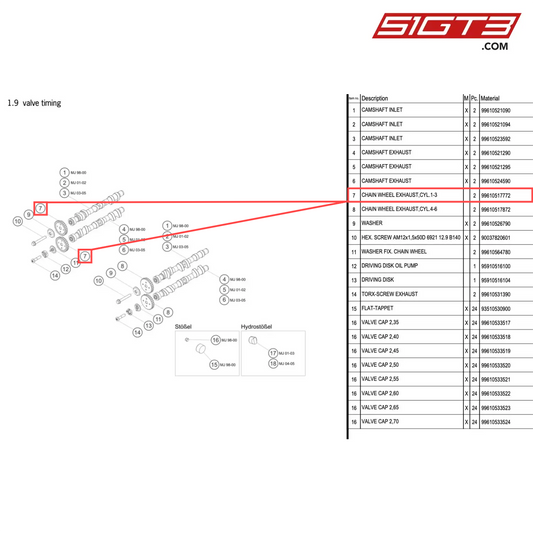 CHAIN WHEEL EXHAUST,CYL.1-3 - 99610517772 [PORSCHE 996 GT3 Cup]