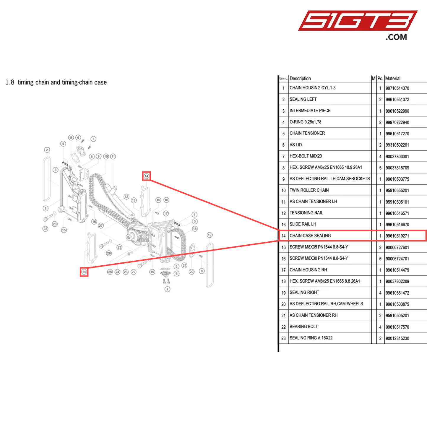 CHAIN-CASE SEALING - 99610519271 [PORSCHE 996 GT3 Cup]