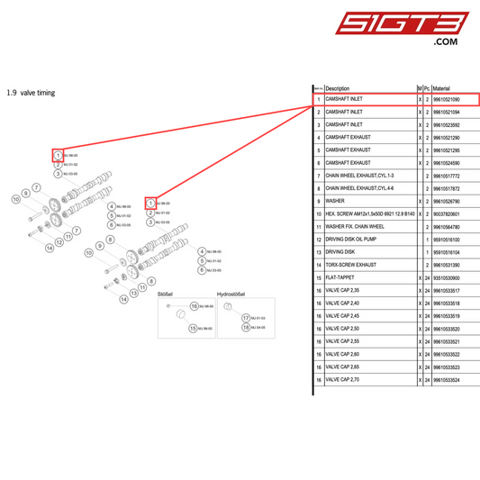 CAMSHAFT INLET - 99610521090 [PORSCHE 996 GT3 Cup]