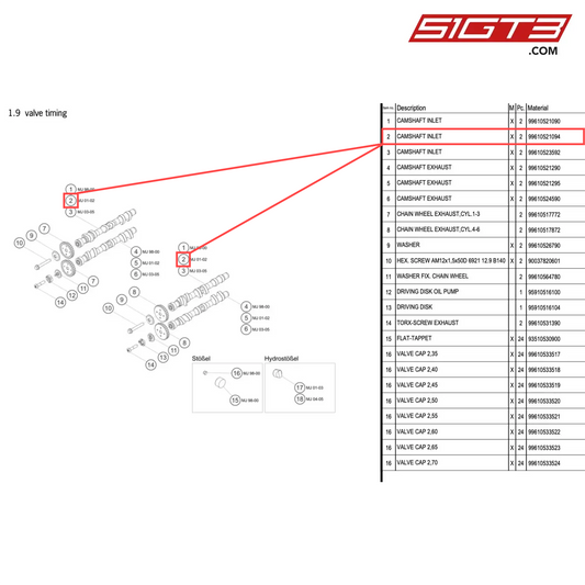 CAMSHAFT INLET - 99610521094 [PORSCHE 996 GT3 Cup]