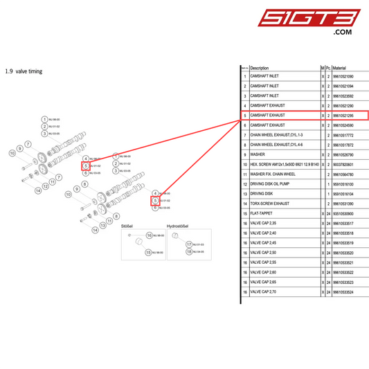 CAMSHAFT EXHAUST - 99610521295 [PORSCHE 996 GT3 Cup]