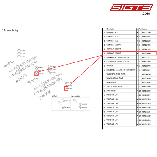 CAMSHAFT EXHAUST - 99610524590 [PORSCHE 996 GT3 Cup]