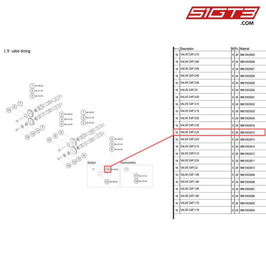 VALVE CAP 2,25 - 99610533515 [PORSCHE 996 GT3 Cup]