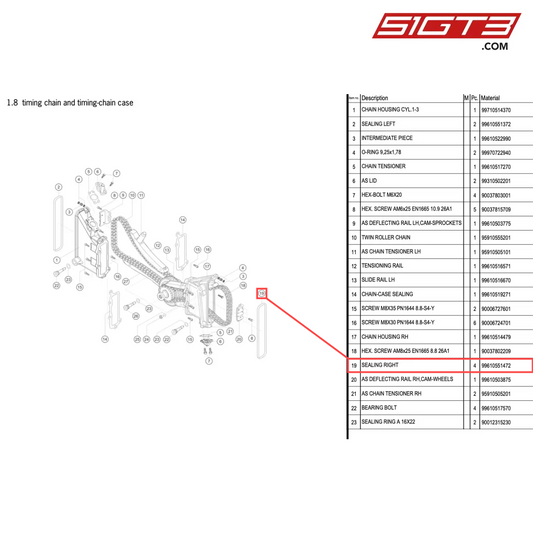 SEALING RIGHT - 99610551472 [PORSCHE 996 GT3 Cup]