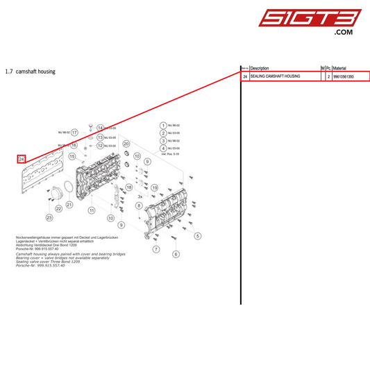 SEALING CAMSHAFT HOUSING - 99610561393 [PORSCHE 996 GT3 Cup]