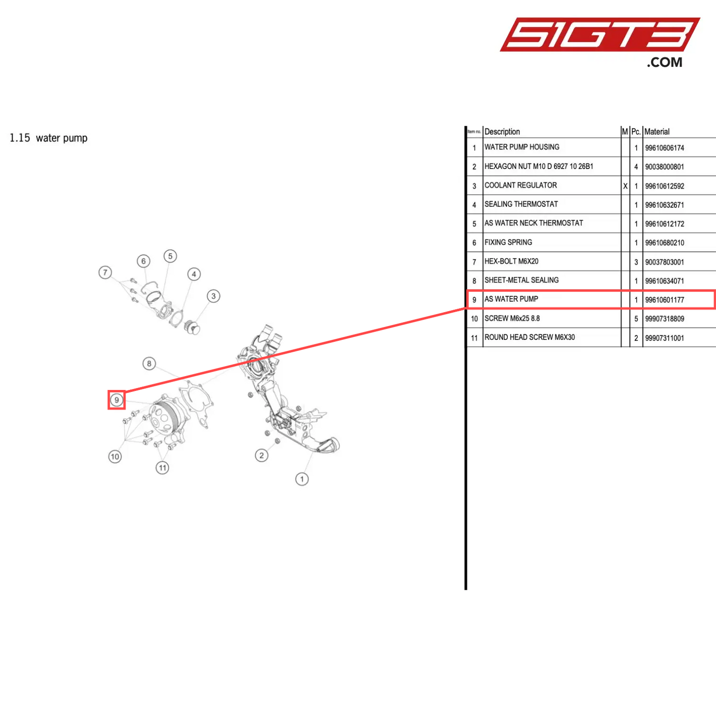 AS WATER PUMP - 99610601177 [PORSCHE 996 GT3 Cup]