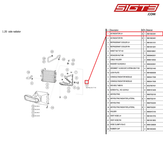 AS RADIATOR LH - 99610603391 [PORSCHE 996 GT3 Cup]