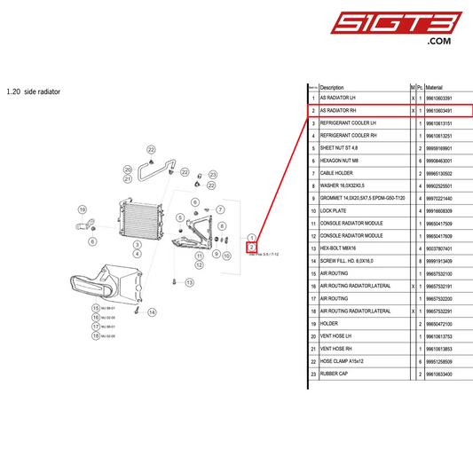 AS RADIATOR RH - 99610603491 [PORSCHE 996 GT3 Cup]