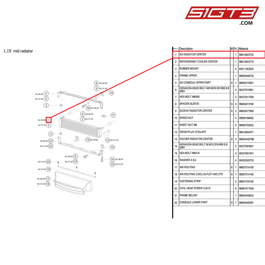 AS RADIATOR CENTER - 99610603753 [PORSCHE 996 GT3 Cup]