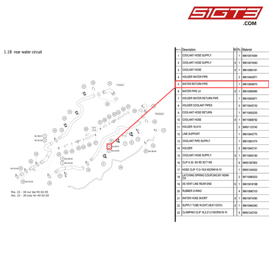 WATER RETURN PIPE - 99610606970 [PORSCHE 996 GT3 Cup]