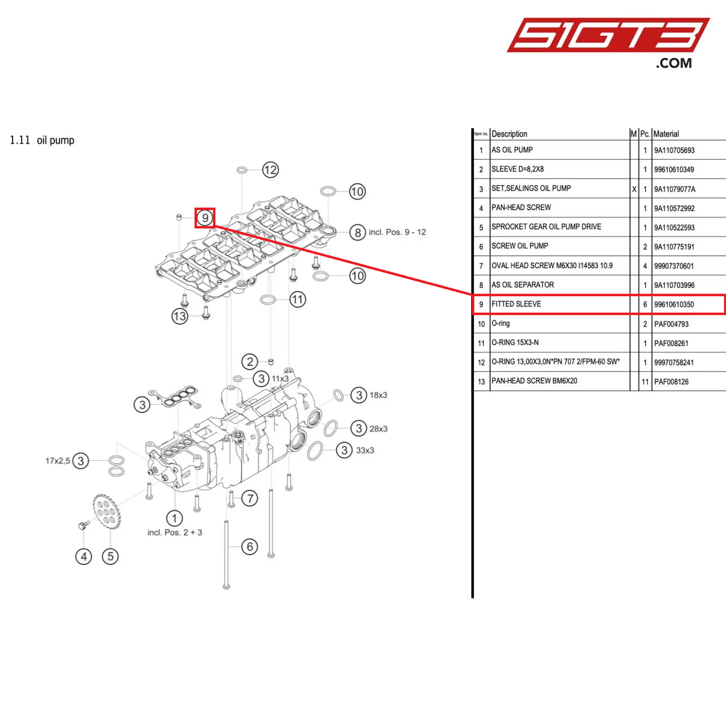 FITTED SLEEVE - 99610610350 [PORSCHE 991.1 GT3 Cup (2017)]