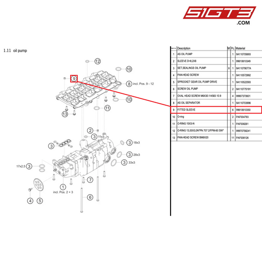 FITTED SLEEVE - 99610610350 [PORSCHE 991.1 GT3 Cup (2017)]