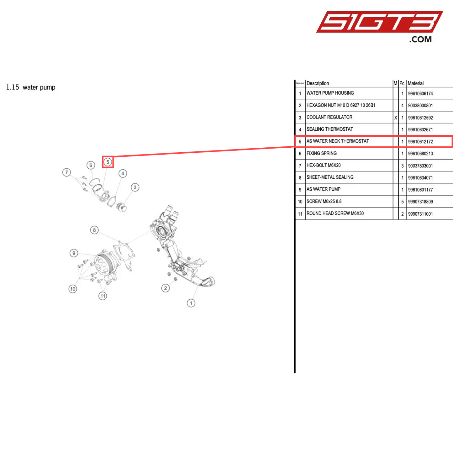 AS WATER NECK THERMOSTAT - 99610612172 [PORSCHE 996 GT3 Cup]