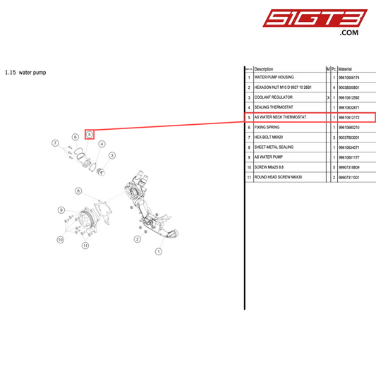 AS WATER NECK THERMOSTAT - 99610612172 [PORSCHE 996 GT3 Cup]