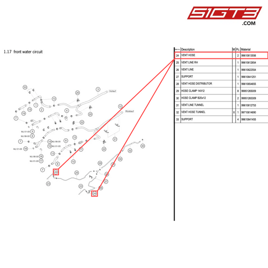 VENT HOSE - 99610613556 [PORSCHE 996 GT3 Cup]