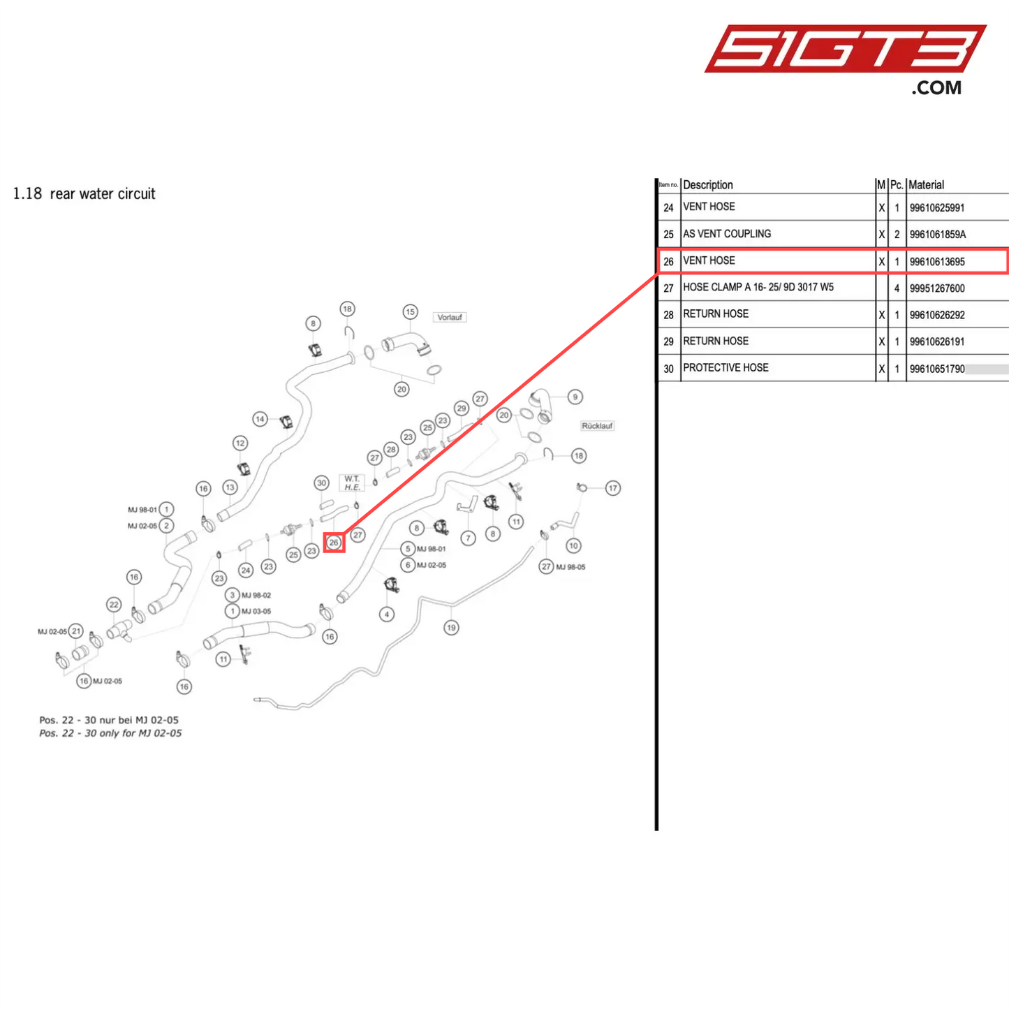 VENT HOSE - 99610613695 [PORSCHE 996 GT3 Cup]