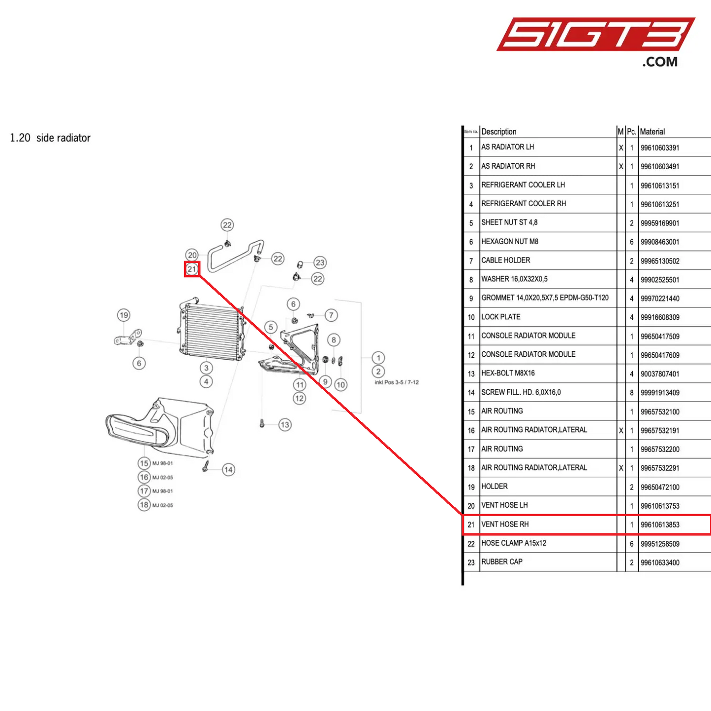 VENT HOSE RH - 99610613853 [PORSCHE 996 GT3 Cup]