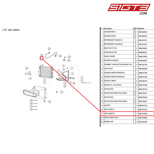 VENT HOSE RH - 99610613853 [PORSCHE 996 GT3 Cup]