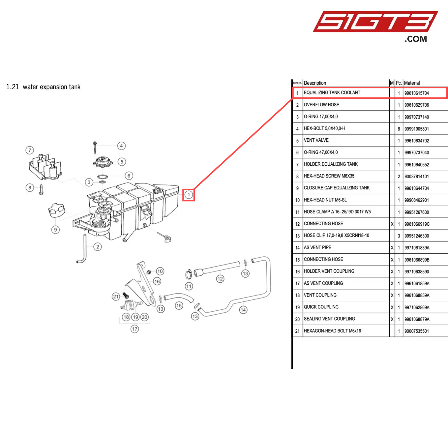 EQUALIZING TANK COOLANT - 99610615704 [PORSCHE 996 GT3 Cup]