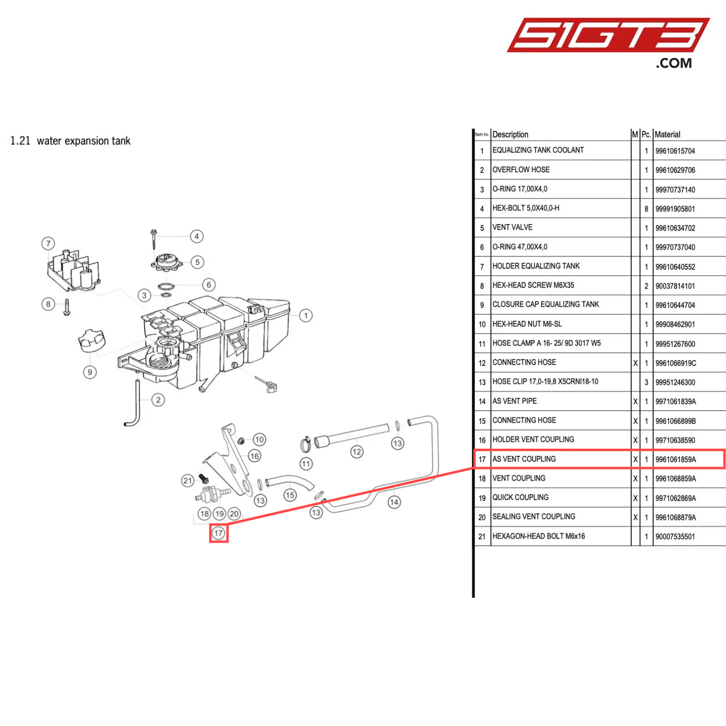 AS VENT COUPLING - 9961061859A [PORSCHE 996 GT3 Cup]