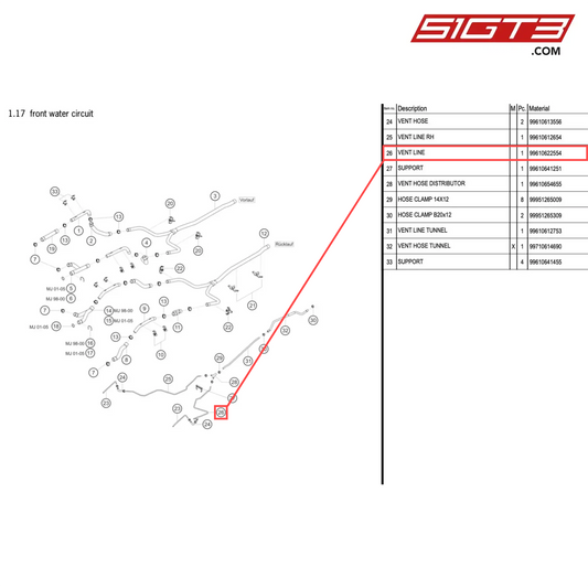 VENT LINE - 99610622554 [PORSCHE 996 GT3 Cup]