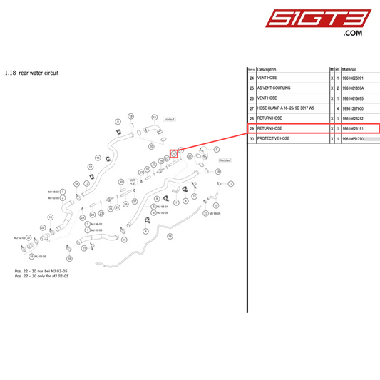 RETURN HOSE - 99610626191 [PORSCHE 996 GT3 Cup]