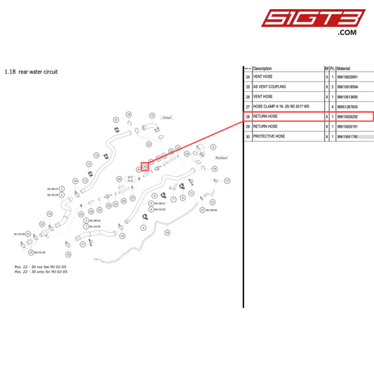 RETURN HOSE - 99610626292 [PORSCHE 996 GT3 Cup]