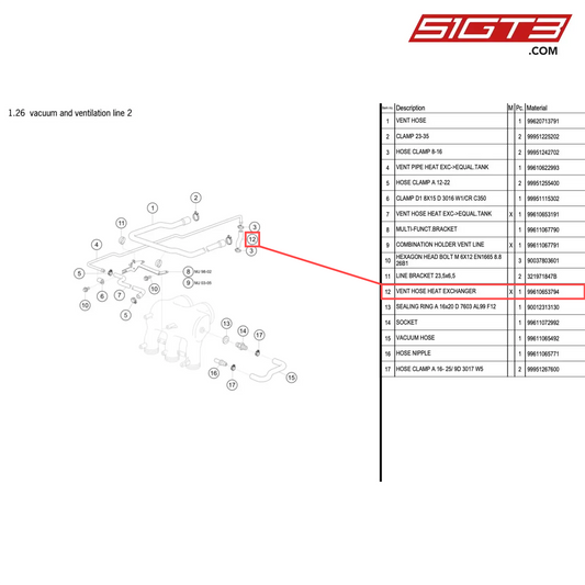 VENT HOSE HEAT EXCHANGER - 99610653794 [PORSCHE 996 GT3 Cup]