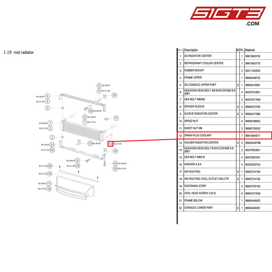 DRAIN PLUG COOLANT - 99610654571 [PORSCHE 996 GT3 Cup]