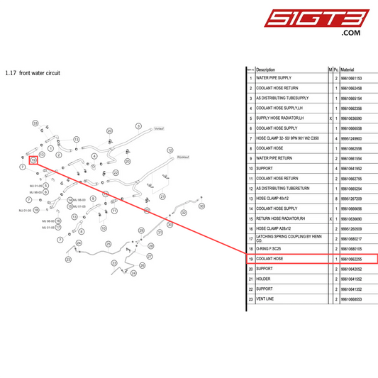 COOLANT HOSE - 99610662255 [PORSCHE 996 GT3 Cup]