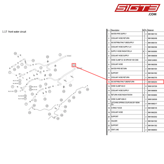 AS DISTRIBUTING TUBERETURN - 99610665254 [PORSCHE 996 GT3 Cup]