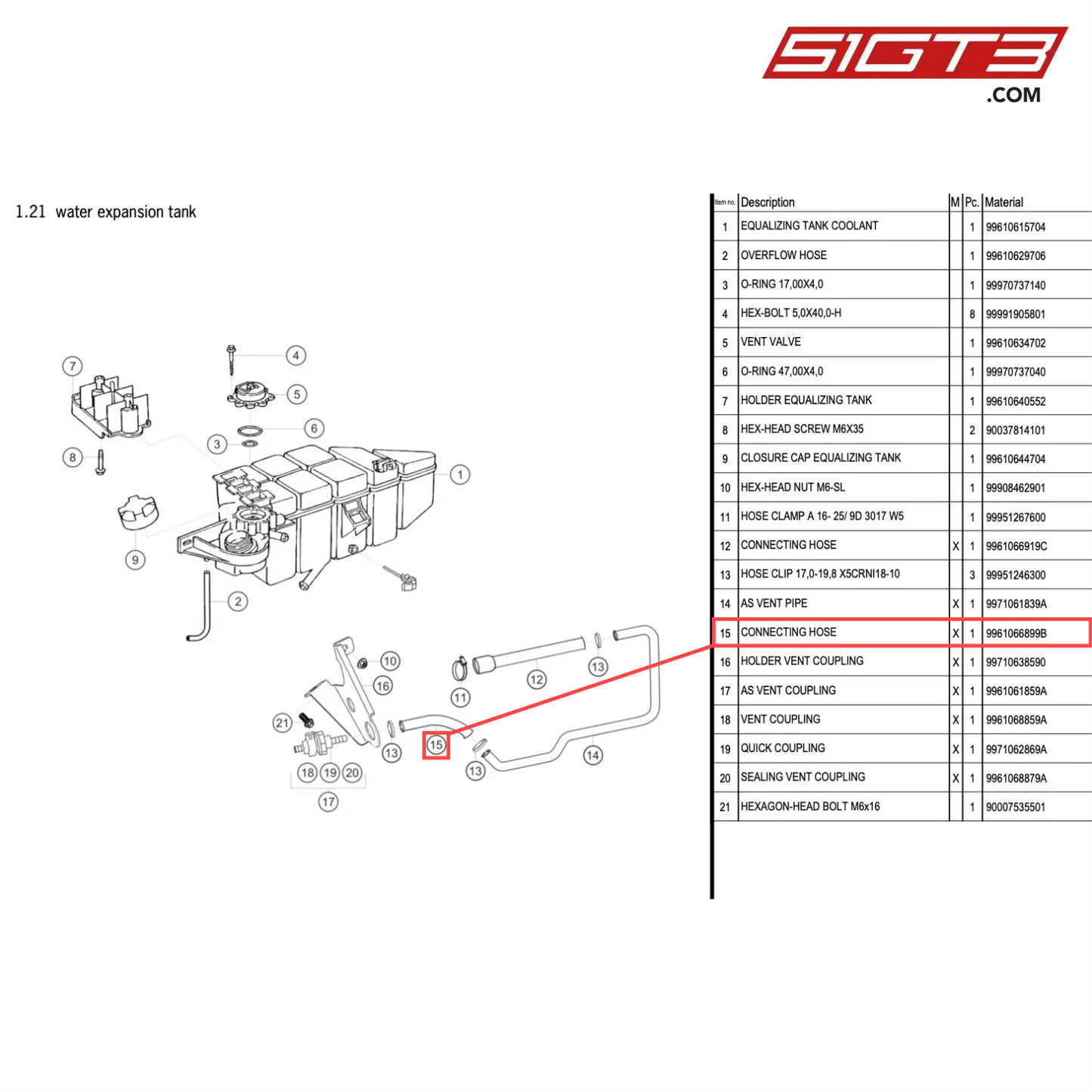 CONNECTING HOSE - 9961066899B [PORSCHE 996 GT3 Cup]