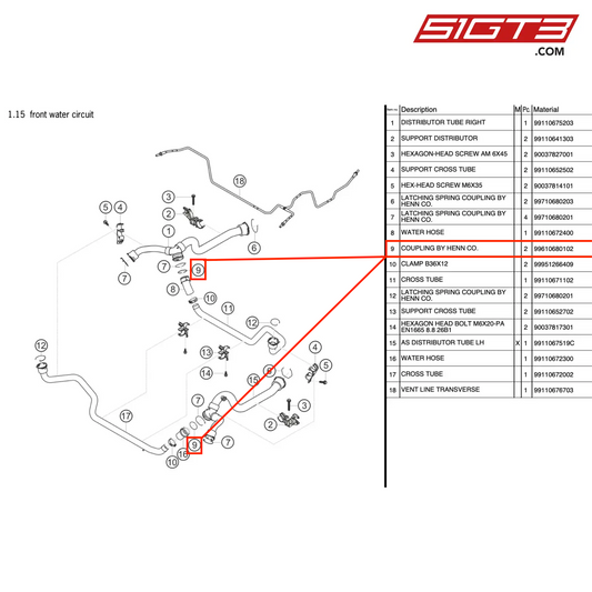 COUPLING BY HENN CO. - 99610680102 [PORSCHE 911 GT3 Cup Type 991 (GEN 2)]