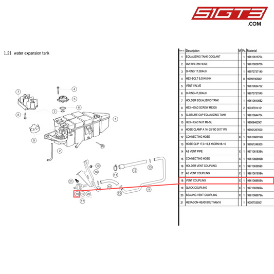 VENT COUPLING - 9961068859A [PORSCHE 996 GT3 Cup]