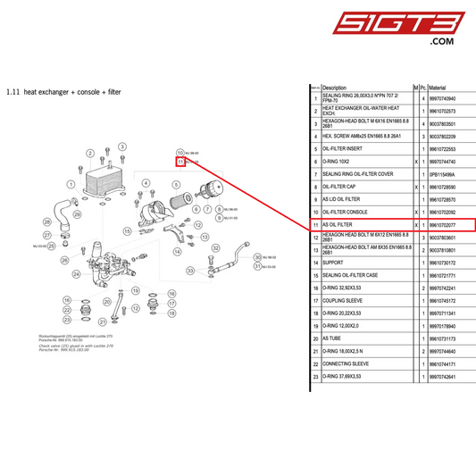 AS OIL FILTER - 99610702077 [PORSCHE 996 GT3 Cup]