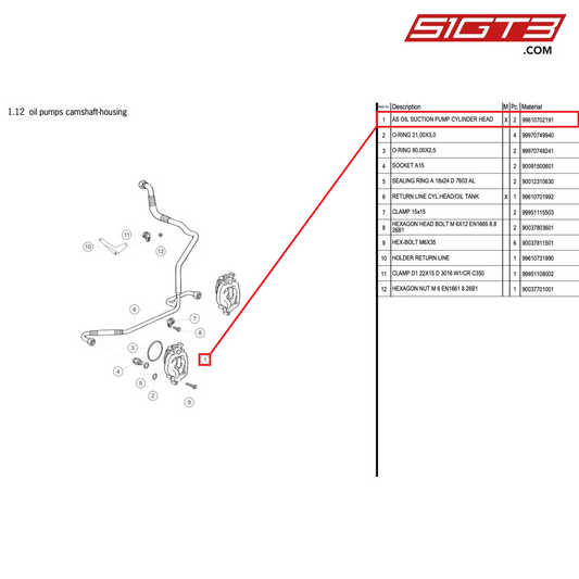 AS OIL SUCTION PUMP CYLINDER HEAD - 99610702191 [PORSCHE 996 GT3 Cup]