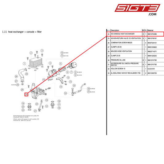 AS CONSOLE HEAT EXCHANGER - 99610703396 [PORSCHE 996 GT3 Cup]