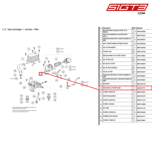 SEALING OIL-FILTER CASE - 99610721771 [PORSCHE 996 GT3 Cup]