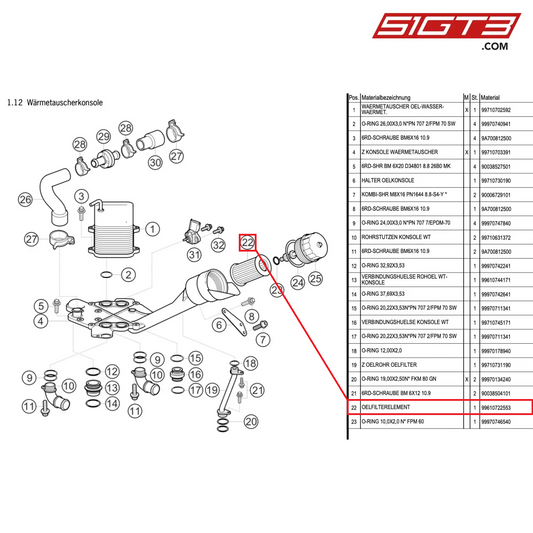 OIL-FILTER INSERT - 99610722553 [PORSCHE 991.1 GT3 Cup]